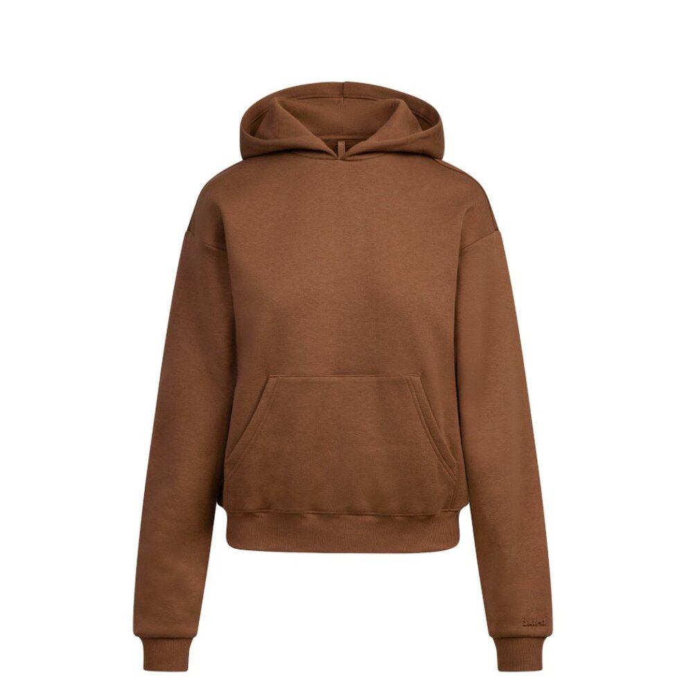 SKIMS Brown Cotton Fleece Classic Hoodie | Bison color